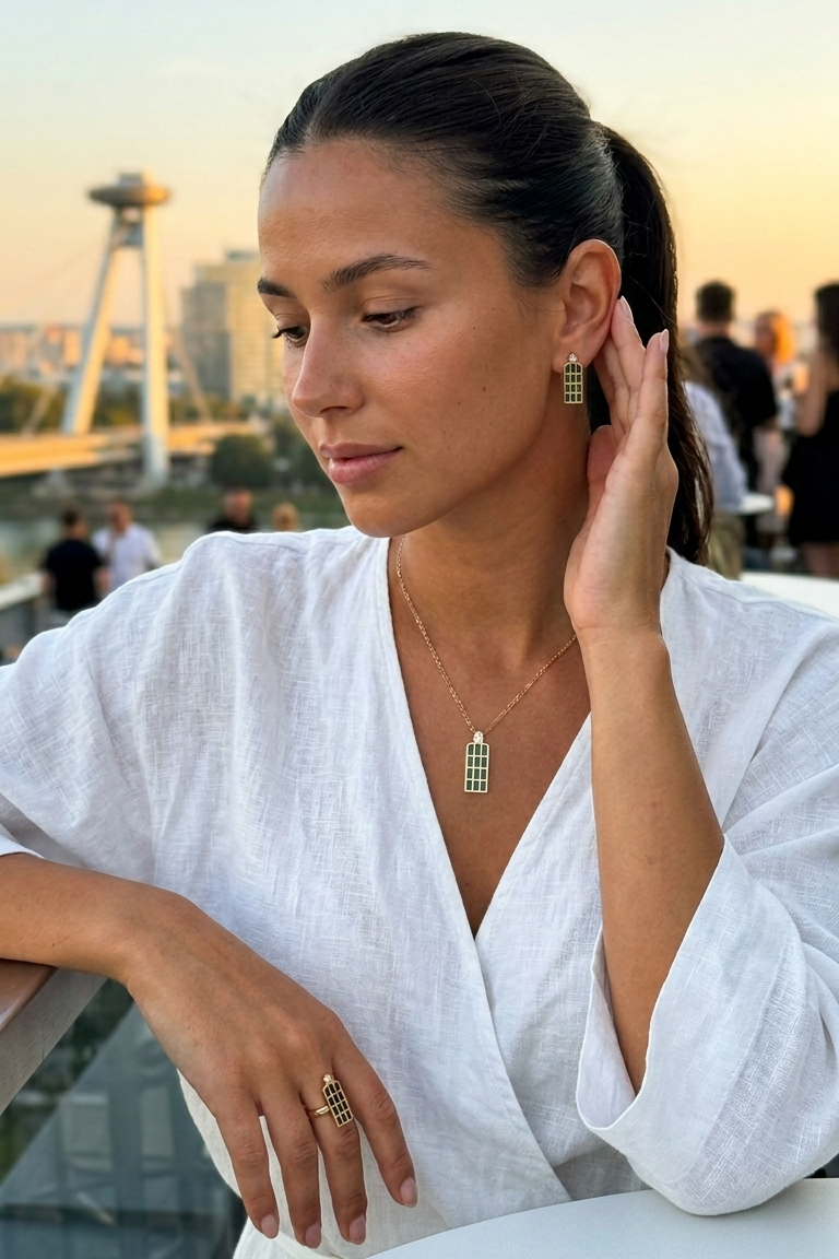 LUMEN zlaté 14 karátové šperky, náhrdelník , prsteň, naušnice