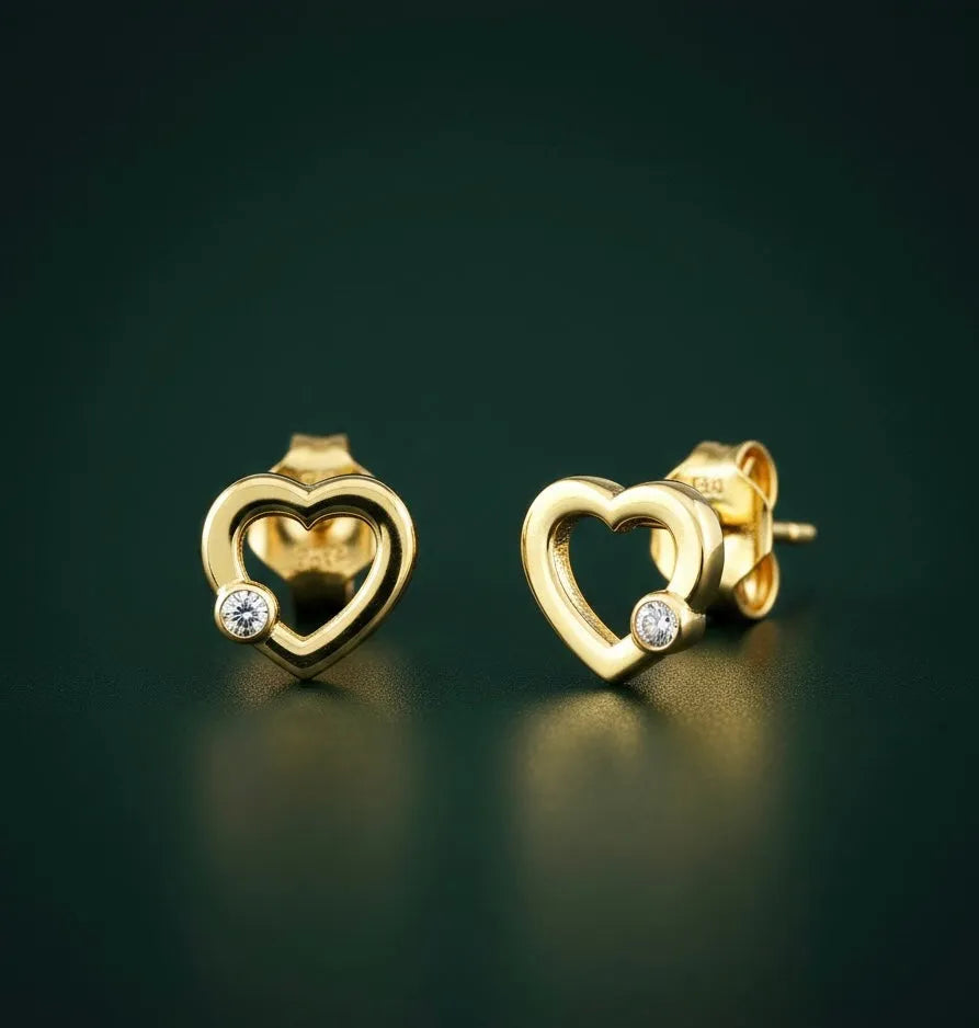 AMORE DOT | Zlaté srdiečkové náušnice so zirkónom