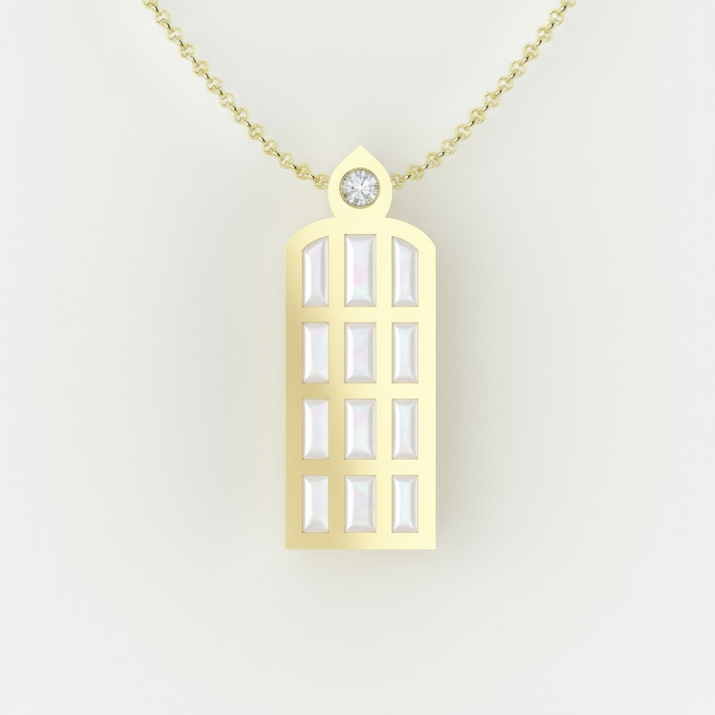 LUMEN | Zlatý náhrdelník s perlovým enamelom