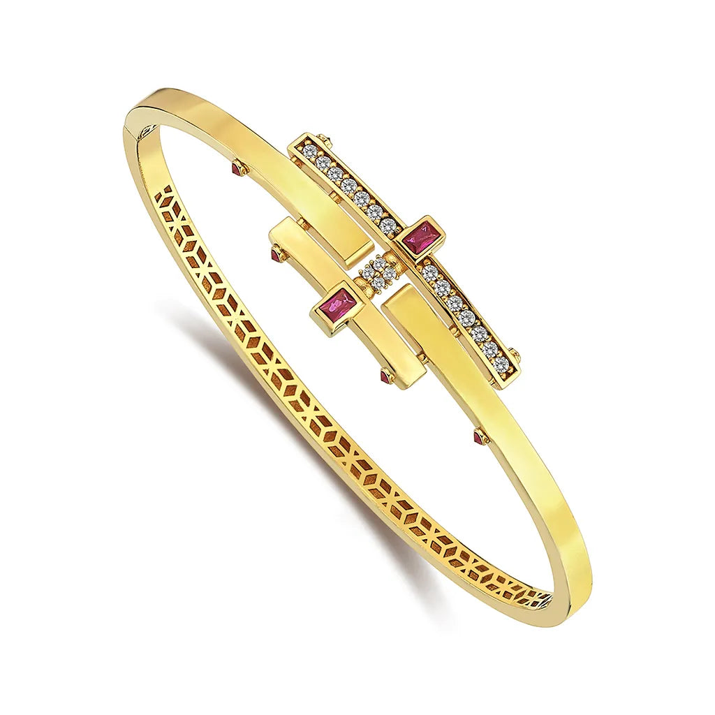 Náramok AXIS zo žltého 14K zlata s kubickými zirkónmi od CREYO