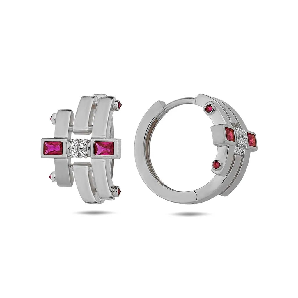 Náušnice AXIS z bieleho 14K zlata s kubickými zirkónmi od CREYO