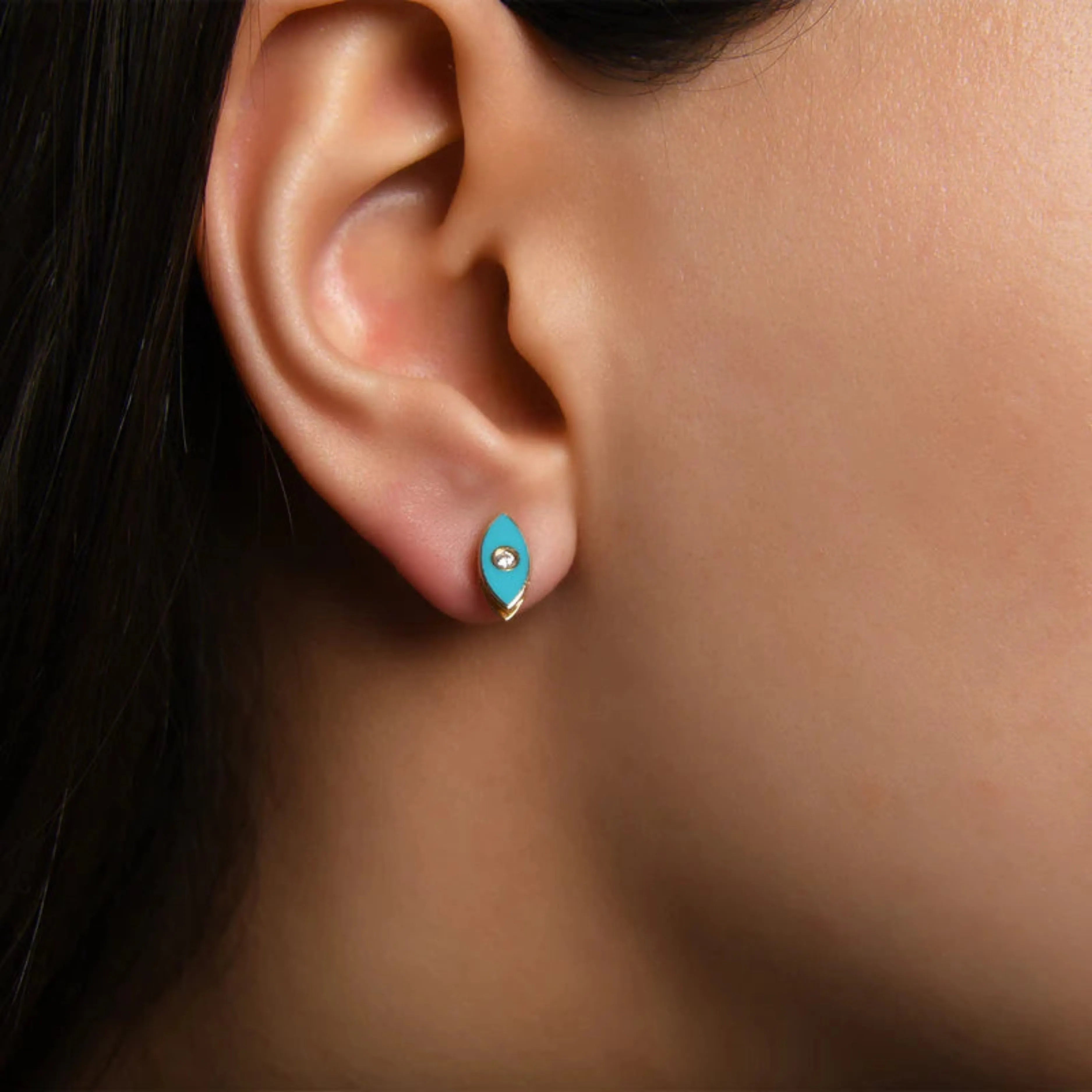 SERENA | Gold earrings with eye and enamel finish made of gold