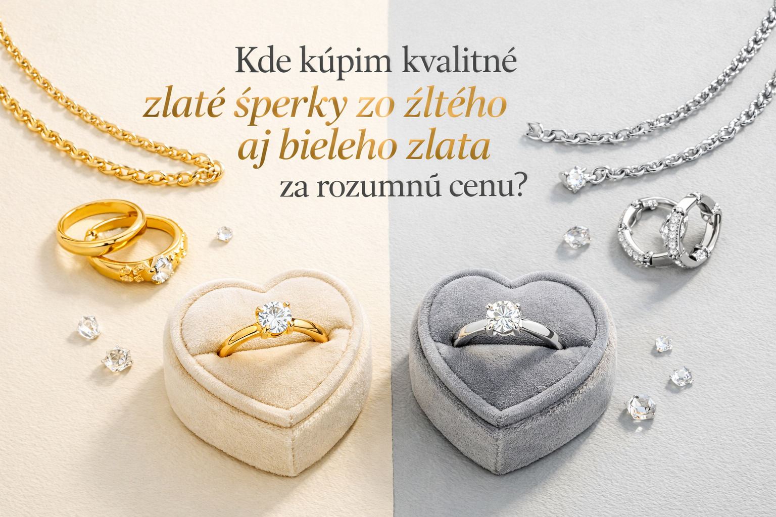 Kvalitné zlaté šperky zo žltého a bieleho zlata – prstene, náhrdelníky a náušnice v nadčasovom dizajne za rozumnú cenu.