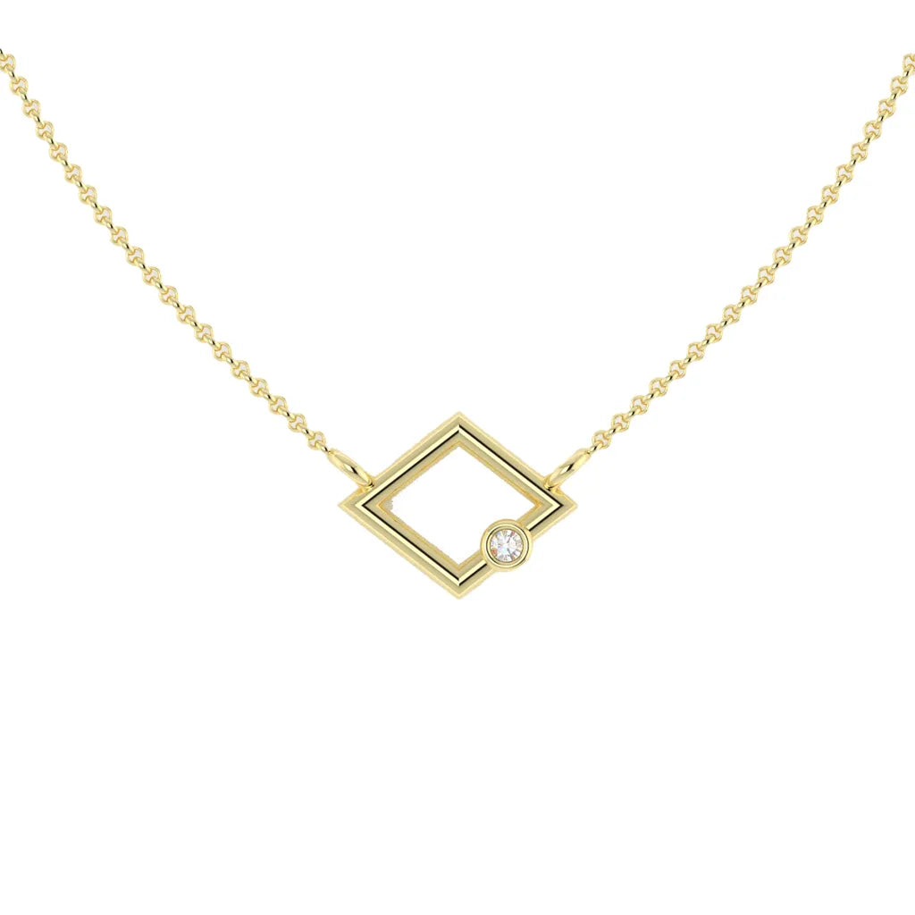 Zlatý geometrický náhrdelník CREYO GEOMETRIA SOLIS so zirkónom – pohľad spredu