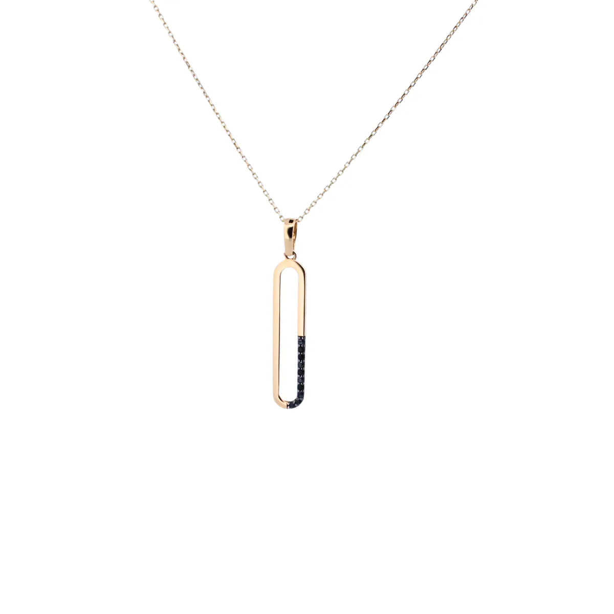 LUNARIA | Gold necklace with oval pendant and gold stones