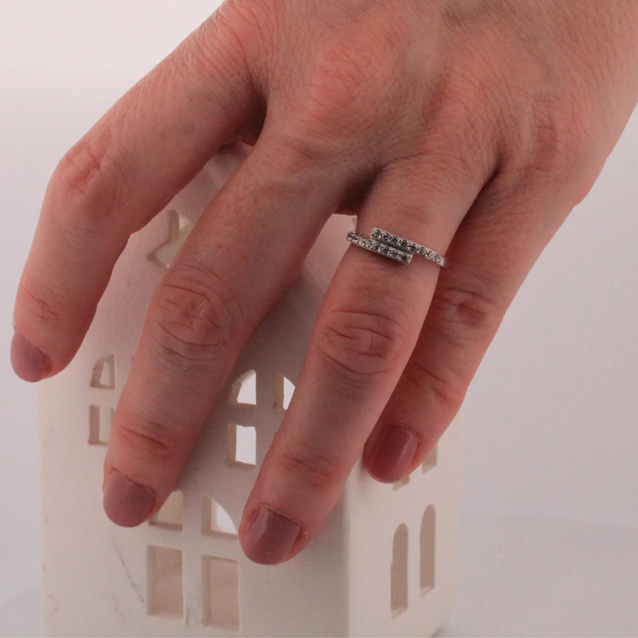 LUME DUO | Elegantný otvorený prsteň s dvojitou líniou zirkónov