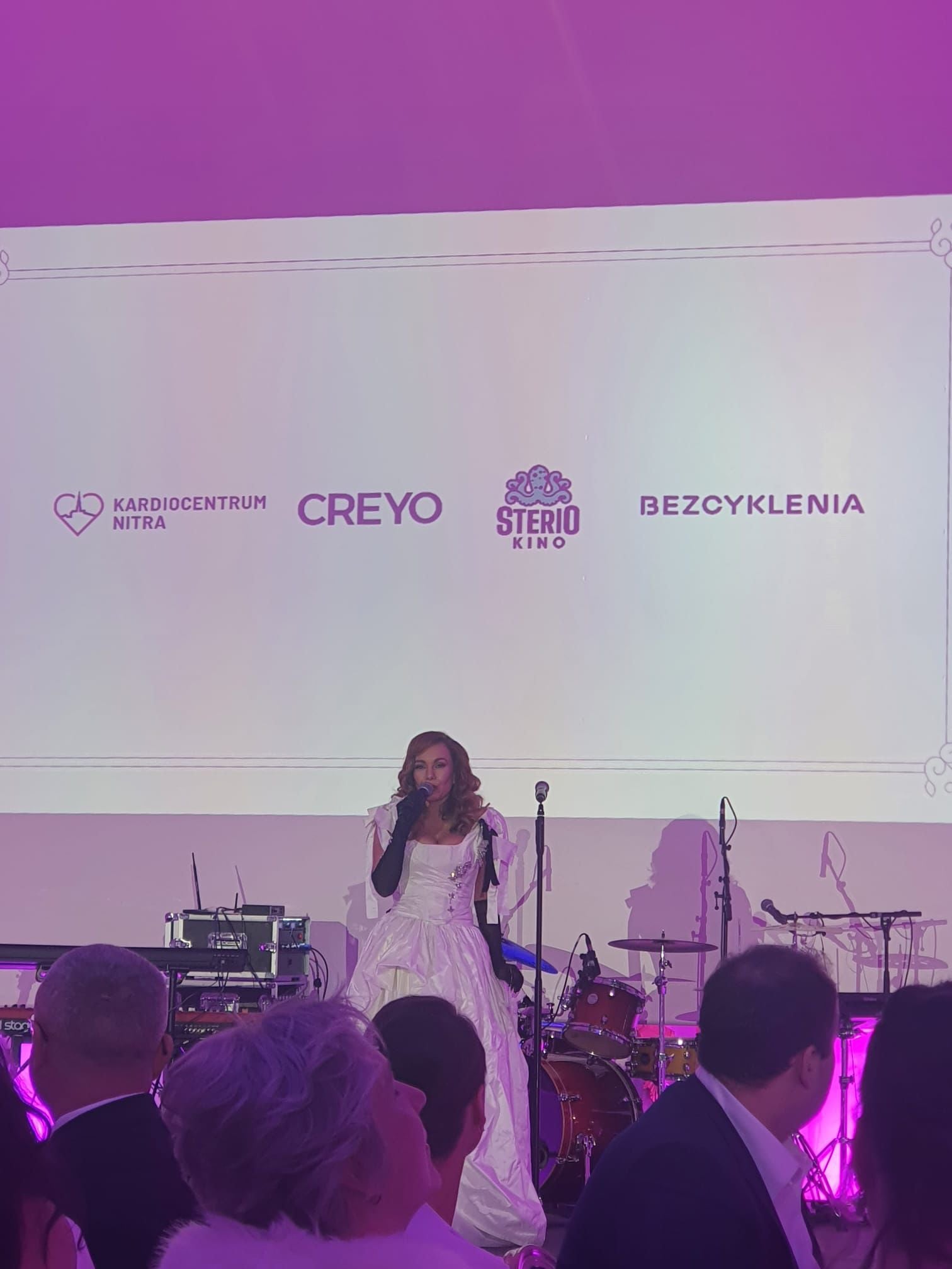 Fotografia z plátna na plese kde medzi sponzorami eventu / plesu  je creyo logo