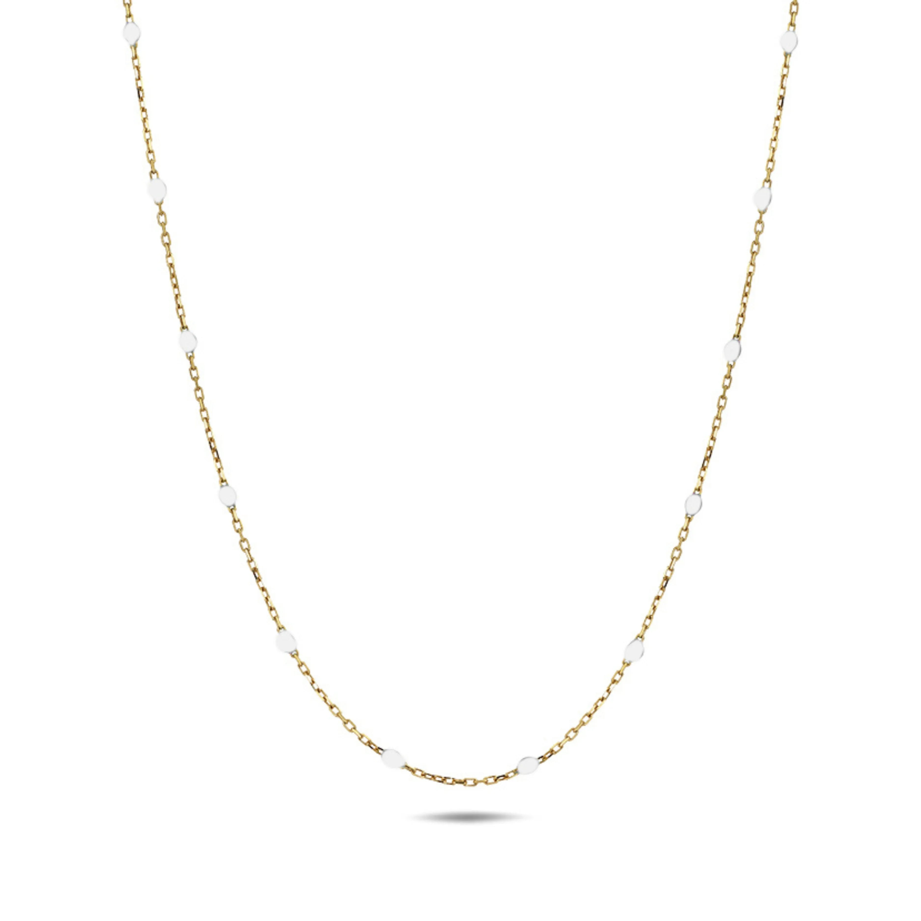 Jemný zlatý náhrdelník s bielymi korálkami – CREYO PUREA