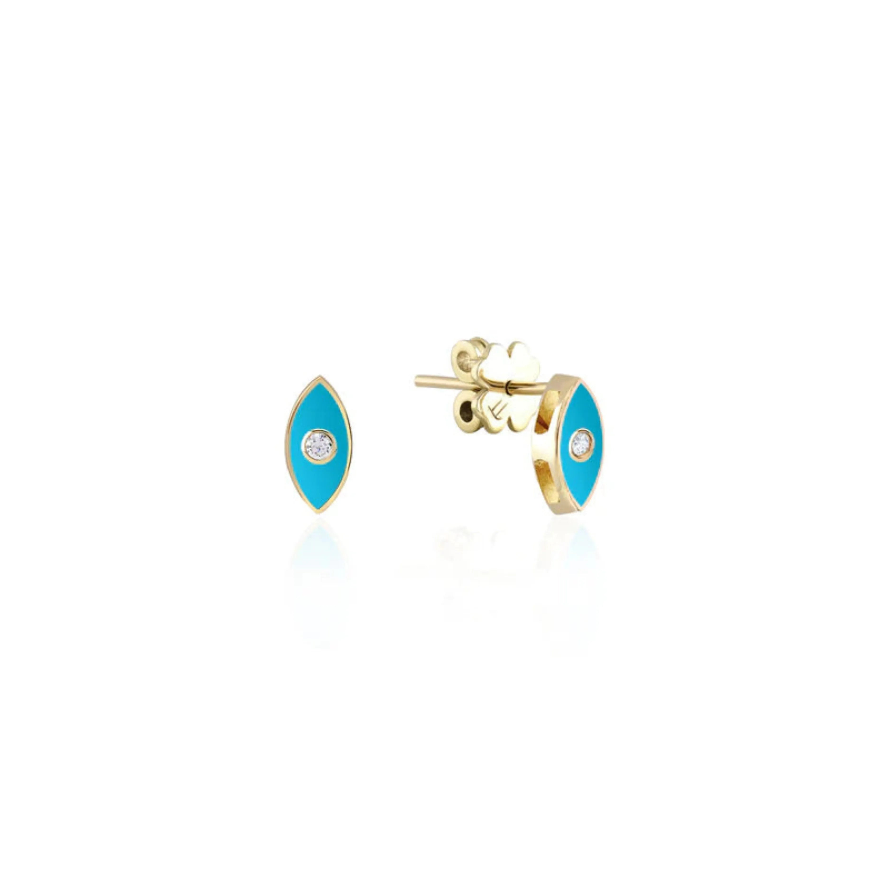 SERENA | Gold earrings with eye and enamel finish made of gold