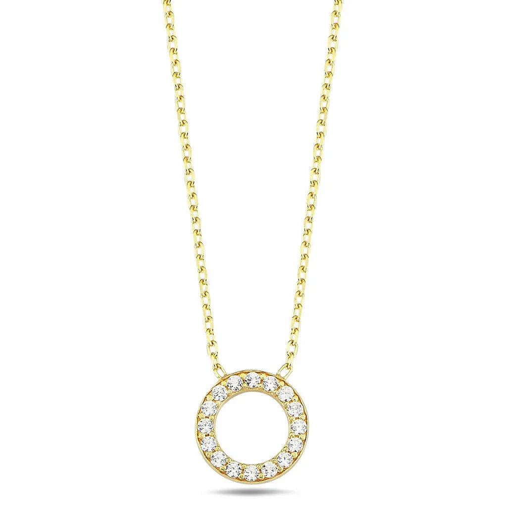Zlatý náhrdelník s okrúhlym príveskom osadeným zirkónmi – CREYO LINEA