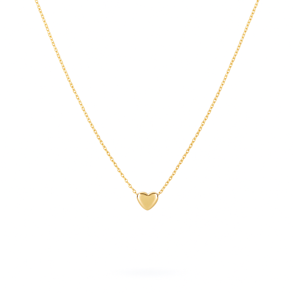Jemný náhrdelník zo 14K zlata s minimalistickým srdiečkom – detail